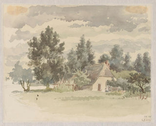 Jan Striening - Landschap met boerderij omgeven door bomen.webp