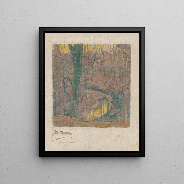 Hæstnøgne langs en bæk 2 - Jan Toorop — indrammet kunstværk på væggen