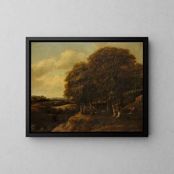 Landskab med hyrder - Jan Vermeer van Haarlem l'Ancien — indrammet kunstværk på væggen