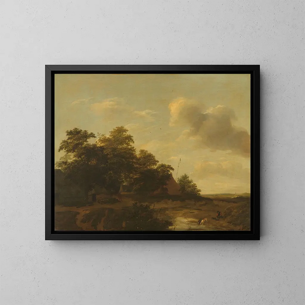Landskab med en gård - Jan Vermeer van Haarlem l'Ancien — indrammet kunstværk på væggen