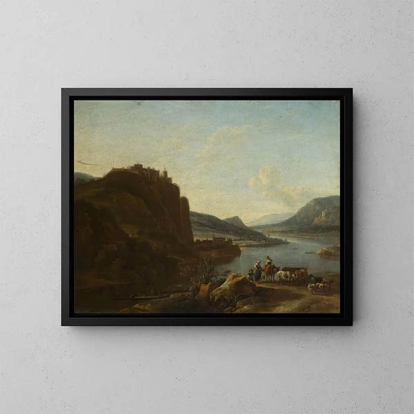 Landskab ved vandkanten - Jan Vermeer van Haarlem l'Ancien — indrammet kunstværk på væggen