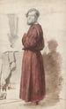 "Études de figures avec un homme debout en robe de chambre rouge" - Jan Weissenbruch — visning af kunstværket