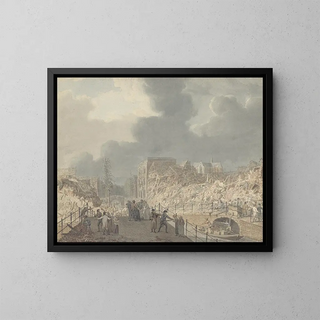 Jan Willem Pieneman - Gezicht op de runes op het Rapenburg te Leiden na de ontploffing van het kruitschip op 12 januari 1807.webp