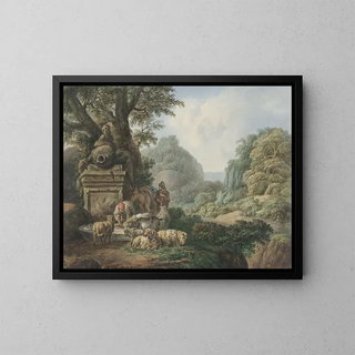 Jan Willem Pieneman - Landschap met herders bij een waterplaats.webp
