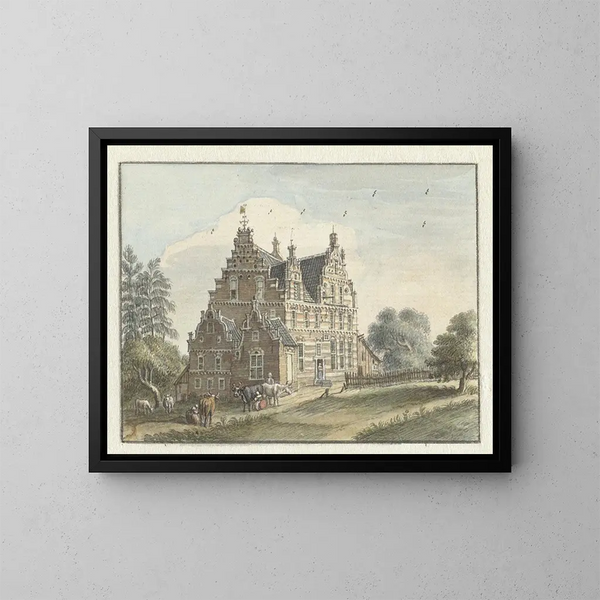 La Maison Den Dam nær Zutphen - Jan de Beijer — indrammet kunstværk på væggen
