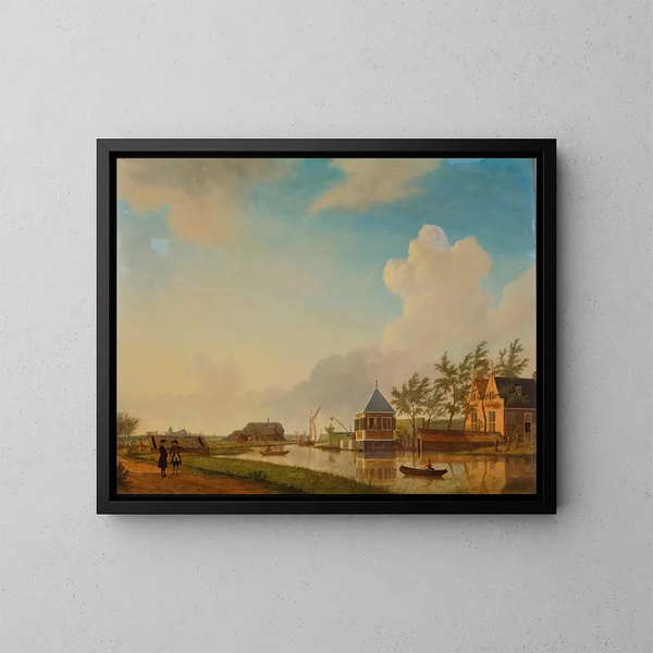 Et kig på Buitenplaats Groeneveld ved floden Holendrecht mellem Ouderkerk aan de Amstel og Abcoude - Jan ten Compe — indrammet kunstværk på væggen