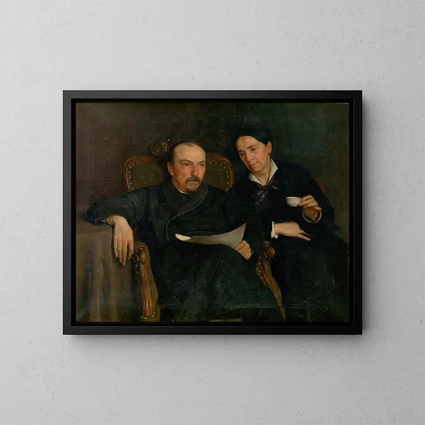 Le poète Jan Van Beers og hans kone, forældre til kunstnerne - Jan van Beers — indrammet kunstværk på væggen