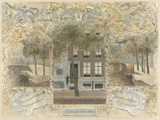 Jan van Essen - Huis op de Leliegracht geflankeerd door de bruggen over de Prinsengracht en de Keizersgracht.webp