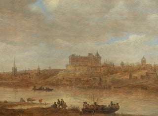 Jan van Goyen - A river landscape with a ferry boat and a castle by a town beyond.webp
