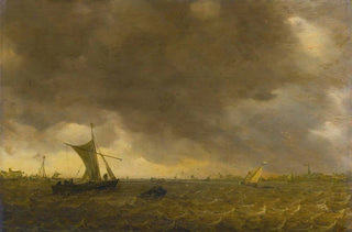 Jan van Goyen - An Estuary Scene With The Onset Of A Squall And Weyschuits Lowering Their Sails.webp