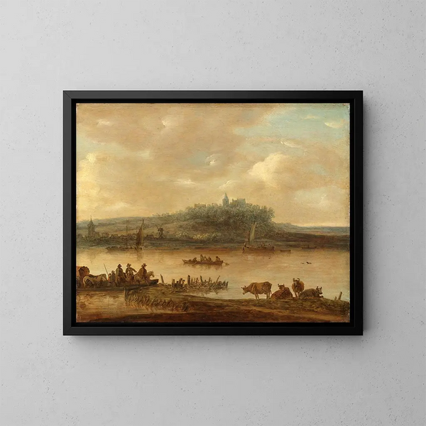 Vue sur le Rhin et l'Elterberg - Jan van Goyen — indrammet kunstværk på væggen