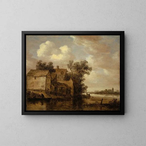 Landskab med flod - Jan van Goyen — indrammet kunstværk på væggen