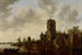 Landskabsbillede med flodlandskab med porten Pellecussen nær Utrecht - Jan van Goyen — visning af kunstværket