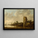 Flod med et gammelt tårn - Jan van Goyen — indrammet kunstværk på væggen