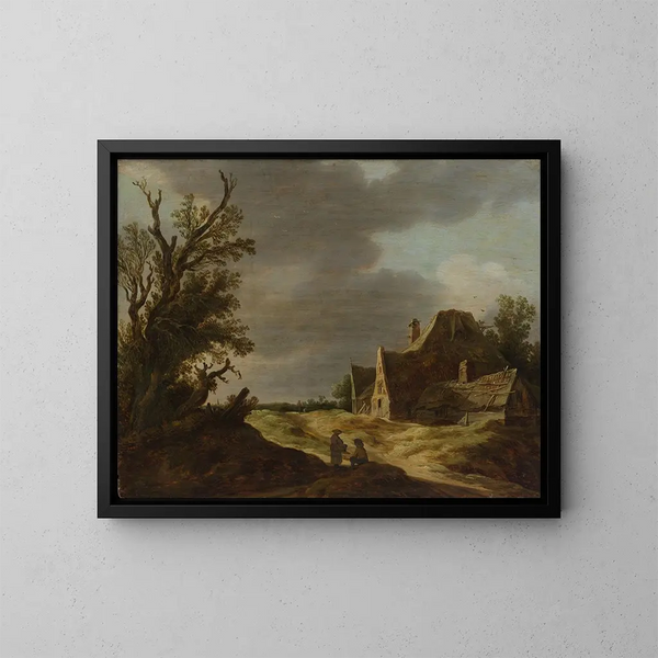 et sandet vejmaleri med en gård - Jan van Goyen — indrammet kunstværk på væggen