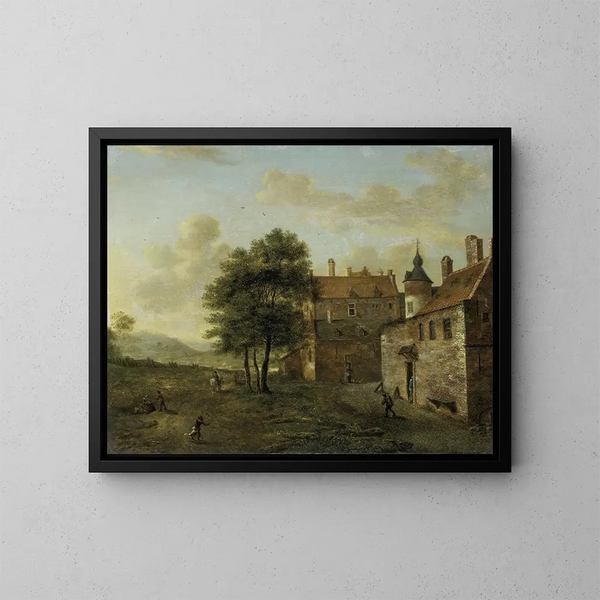 En landhus - Jan van der Heyden — indrammet kunstværk på væggen
