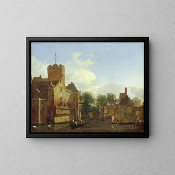 Château de Loenerslot aux Pays-Bas - Jan van der Heyden — indrammet kunstværk på væggen