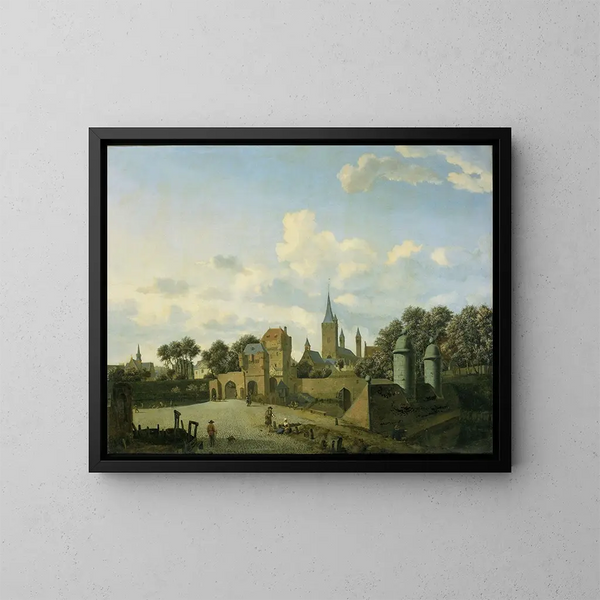 L'église Saint-Séverin à Cologne dans un cadre imaginaire - Jan van der Heyden — indrammet kunstværk på væggen