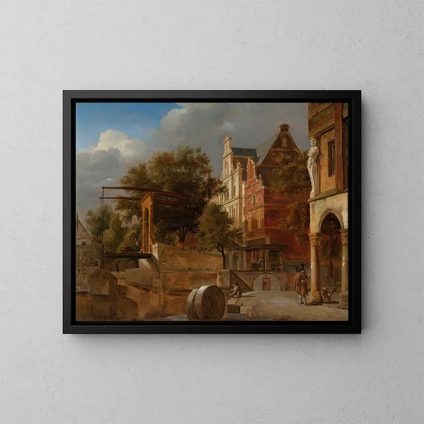 Le Pont-levis - Jan van der Heyden — indrammet kunstværk på væggen