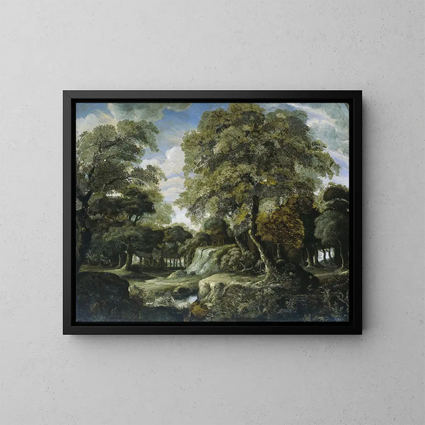 Vue dans les bois - Jan van der Heyden — indrammet kunstværk på væggen