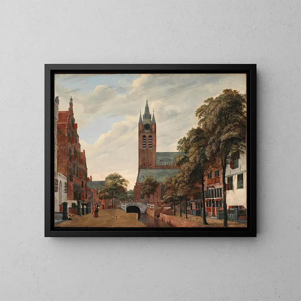 Vue du canal Oude Delft à Delft - Jan van der Heyden — indrammet kunstværk på væggen