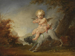 Cupid på en hund - Januarius Zick — visning af kunstværket