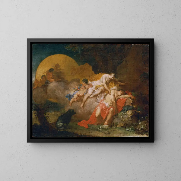 Lune og Endymion - Januarius Zick — indrammet kunstværk på væggen