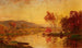 Landskab med efterårsfarver med kvæg, der drikker ved en flod - Jasper Francis Cropsey — visning af kunstværket
