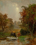 Bétail ved en bæk - Jasper Francis Cropsey — visning af kunstværket