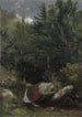 Træer og bæk på en bakke - Jasper Francis Cropsey — indrammet kunstværk på væggen