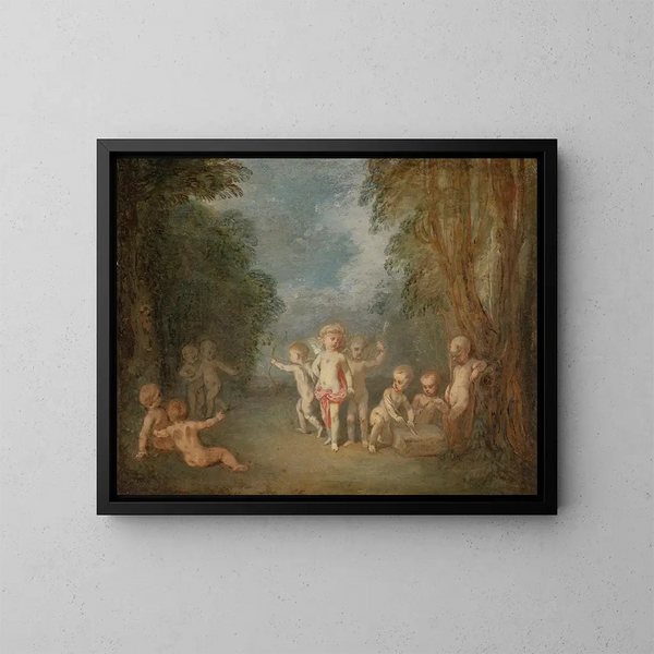 Le royaume de Cupidon - Jean-Antoine Watteau — indrammet kunstværk på væggen