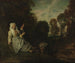 Landskab om aftenen med en spinder - Jean-Antoine Watteau — visning af kunstværket