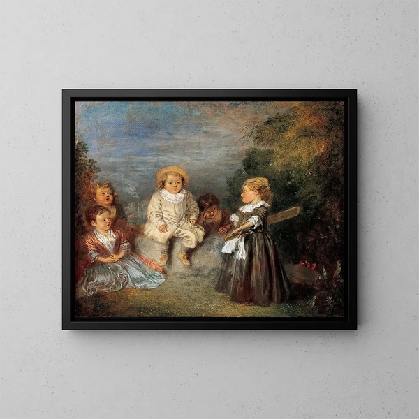 Guldalder-maleri - Jean-Antoine Watteau — indrammet kunstværk på væggen