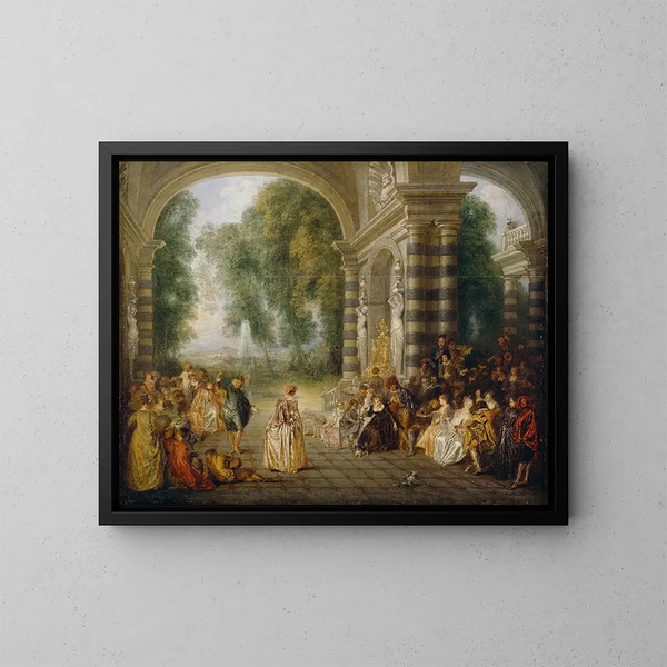 Les Plaisirs du bal - Jean-Antoine Watteau — indrammet kunstværk på væggen