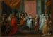 Louis XIV overrækker Ordenen af den Blå Bånd til hertugen af Bourgogne, far til Louis XV - Jean-Antoine Watteau — visning af kunstværket