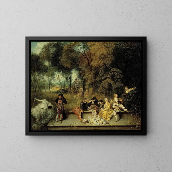 Les plaisirs de l'amour - Jean-Antoine Watteau — indrammet kunstværk på væggen