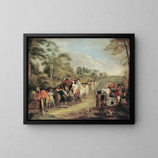 Soldater i march - Jean-Antoine Watteau — indrammet kunstværk på væggen