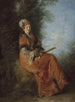 La Rêveuse - Jean-Antoine Watteau — indrammet kunstværk på væggen