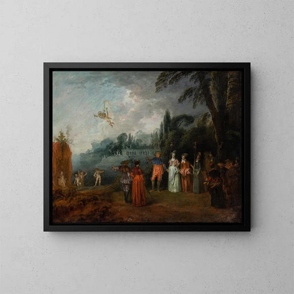 L'Embarquement pour Cythère - Jean-Antoine Watteau — indrammet kunstværk på væggen