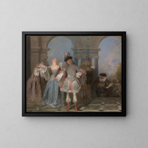 Les Comédiens français - Jean-Antoine Watteau — indrammet kunstværk på væggen