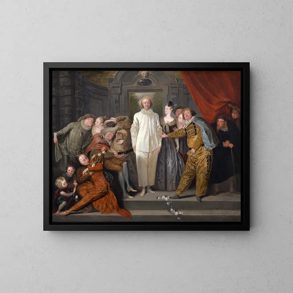 De italienske komikere - Jean-Antoine Watteau — indrammet kunstværk på væggen