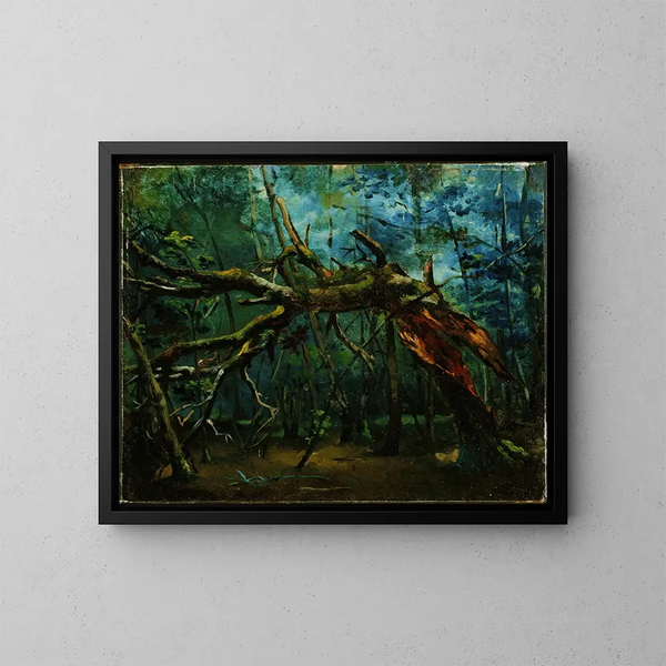 Et væltet træ - Jean-Baptiste-Camille Corot — indrammet kunstværk på væggen