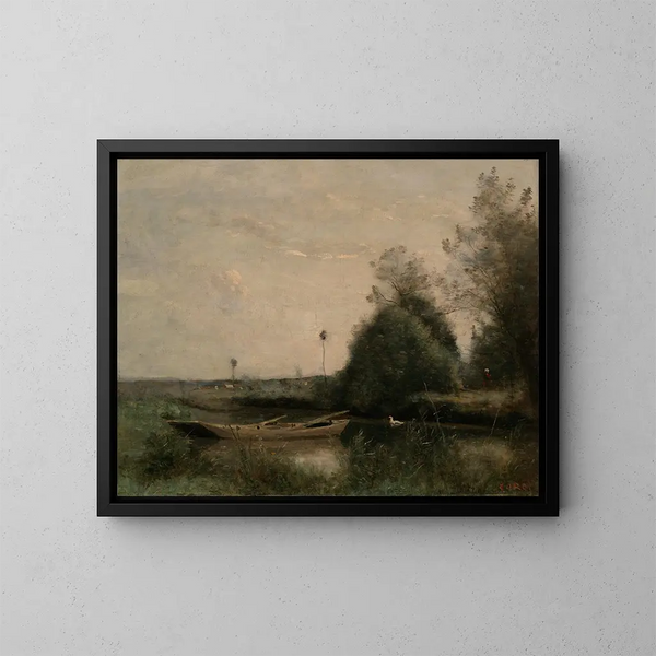 En dam ved Mortain - Jean-Baptiste-Camille Corot — indrammet kunstværk på væggen