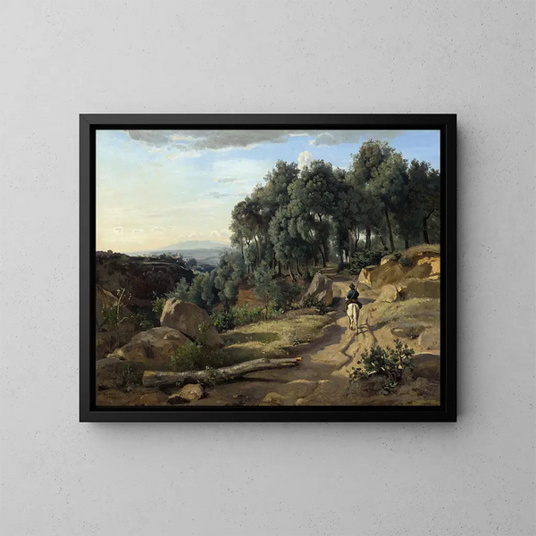 Et landskab nær Volterra - Jean-Baptiste-Camille Corot — indrammet kunstværk på væggen