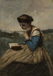 En kvinde læser - Jean-Baptiste-Camille Corot — visning af kunstværket