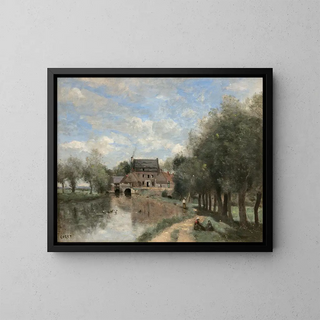 Arleux-du-Nord, Drocourt-møllen ved Sens - Jean-Baptiste-Camille Corot — indrammet kunstværk på væggen