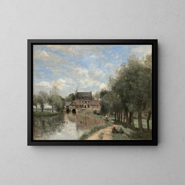 Arleux-du-Nord, Drocourt-møllen ved Sens - Jean-Baptiste-Camille Corot — indrammet kunstværk på væggen