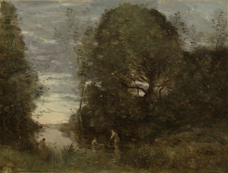 badende kvinder i en skovbugt - Jean-Baptiste-Camille Corot — visning af kunstværket