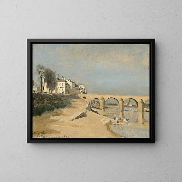 Pont over floden Saône i Mâcon - Jean-Baptiste-Camille Corot — indrammet kunstværk på væggen