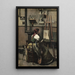 Atelier de Corot Kvinde sidder foran et lærred med en mandolin i hånden - Jean-Baptiste-Camille Corot — indrammet kunstværk på væggen